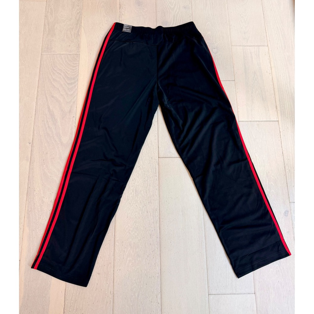 Adidas Mens Track Pants Black Red 3-Stripe Straight Leg Regular Fit Size LT NEW - Picture 4 of 5